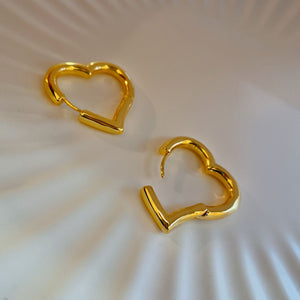 18K Gold Plated Heart Shaped Hoop Earrings